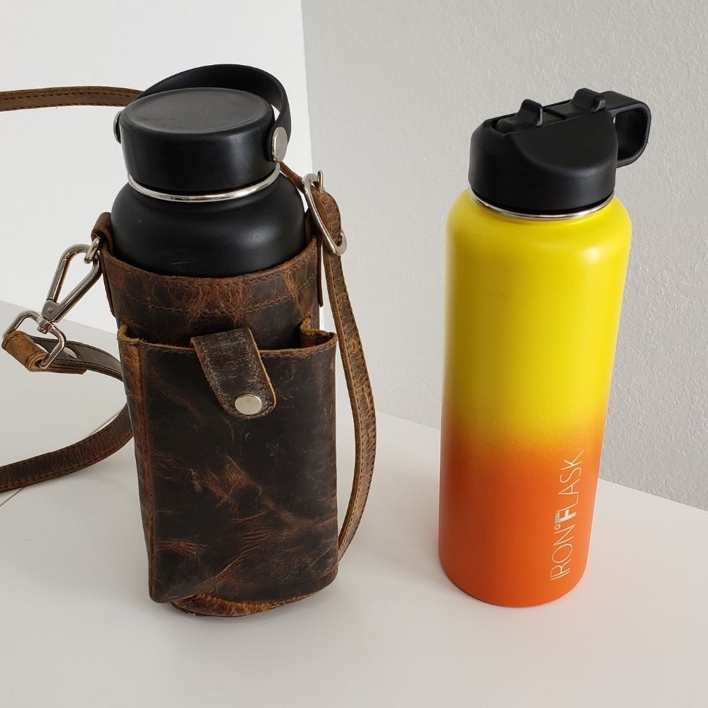 40oz Hydro Flask in a HikerPouch and a 40oz Iron FlaskPicture