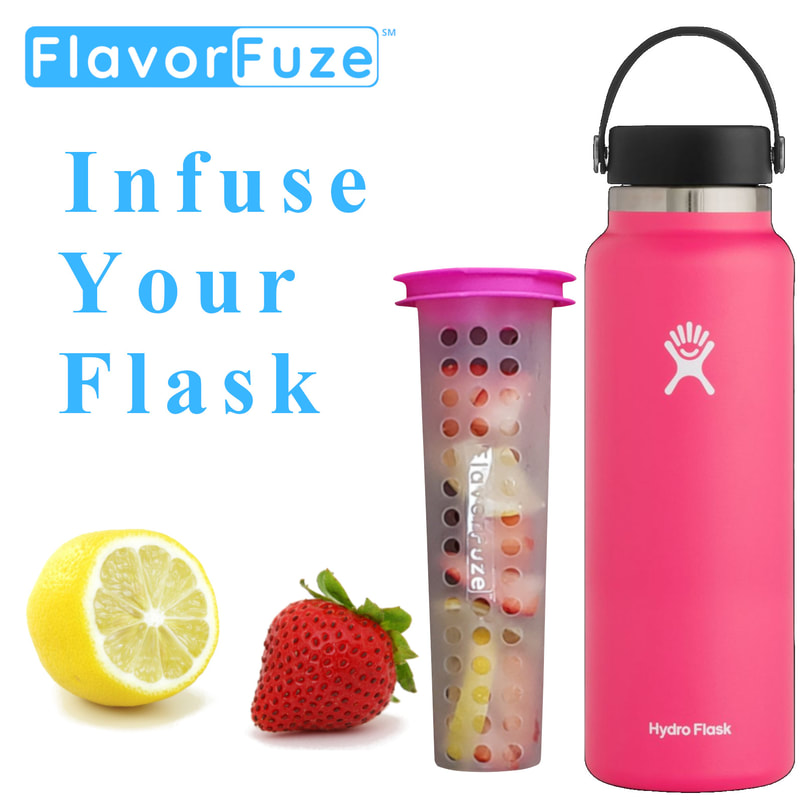 FlavorFuze fruit infuser insert for wide mouth Hydro Flasks, Iron Flasks, Takeyas, ThermoFlasks, and Nalgenes.