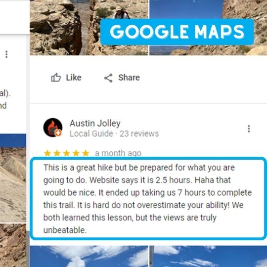 Google Maps Trailhead Reviews